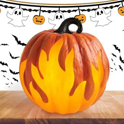 Zdjęcie produktu dla Halloweenowa latarnia z dyni, Jack O Lantern, latarnia z dyni z płomieniami