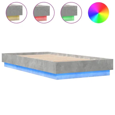 Produktbild von vidaXL Bettgestell mit LED Betongrau 75x190 cm