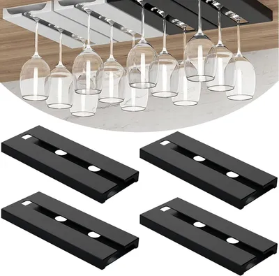 Imagen del producto de Soporte adhesivo para copas, juego de 4 unidades, color , ideal para cocina y bar