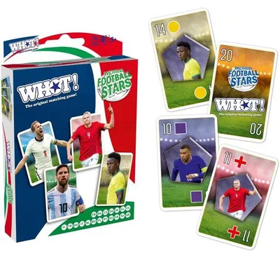 Produktbild von WHOT! Kartenspiel: Weltfußballstars, Gewinnstrategien, für 2 bis 6 Spieler, ab 5 Jahren