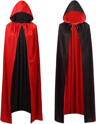 Produktbild von Vampir Umhang Schwarz Kapuze Halloween Kostüm Erwachsene 150-170 cm