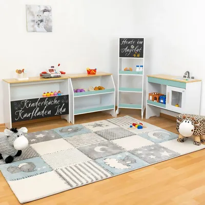 Produktbild von Coemo Spielküche Ida 4er Set aus Holz 4-tlg. Kinderküche in Türkis