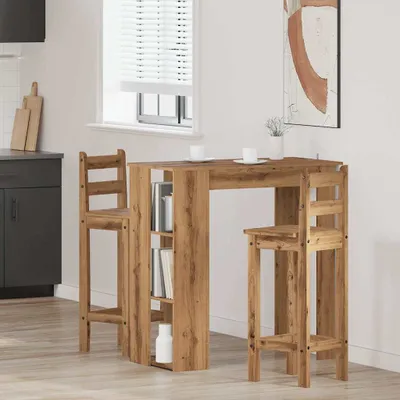 Produktbild von "Winterschlussverkauf "Bartisch/Esstisch für 2 Personen - CLORIS - Küchentisch - mit Regal Artisan-Eiche 102x50x103,5 cm Holzwerkstoff - NeuMöbel2546955