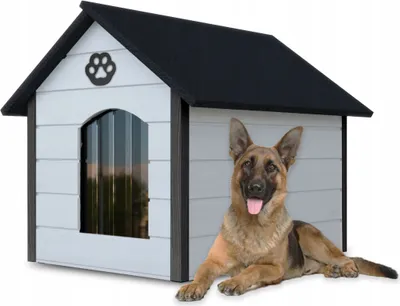 Image de Niche pour chien Outdoor Maison pour chien Cave pour chien Résistant aux intempéries Maison d'hiver 104x74x90 ; Blanc