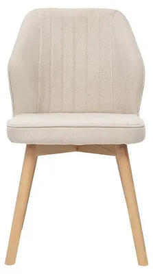 Produktbild von Miliboo - Design-Stühle aus Stoff in Beige Samteffekt und hellem Holz (2er Set) FANETTE