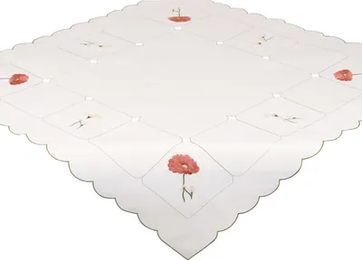 Produktbild von Betz Tischdecke Mitteldecke Stickerei mit Blumenmotiv Größe 80x80 cm Farbe creme