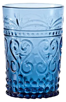 Immagine prodotto di Zafferano Set 6 Tumbler Provenzale Colore Acquamarina in vetro soffiato lavorato a mano con decoro a rilievo per tavola quotidiana ed elegante
