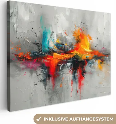 Produktbild von Leinwand Bilder 80x60 cm - Abstrakt Modern, moderne Wanddeko für Wohnzimmer