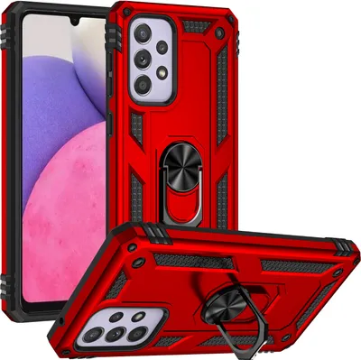 Produktbild von Galaxy A33 5G Hülle, Dual Layer Robust Militäre Schutzhülle mit Ringhalterung Ständer für Samsung Galaxy A33 5G Rot