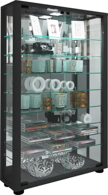 Zdjęcie produktu dla Szklana obudowa stojąca | Etui na wyświetlacz Szkło z bezpiecznym szkłem ESG | Wymiary ok. H. 91 x W. 59 x D. 18 cm | Stand case glass | Nowoczesne i oszczędne miejsce | Szklana szafka ekspozycyjna – Lumo Mini Mirror