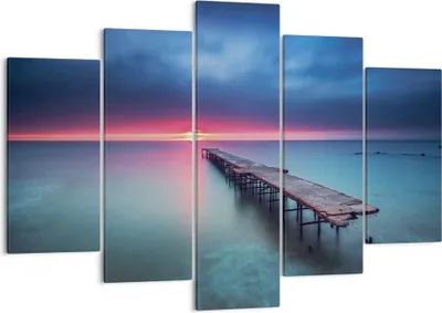 Produktbild von Bild auf Leinwand - Leinwandbild - 5 Teile - Brücke Meer Landschaft - 150x100cm - Wand Bild - Wanddeko - Wandbilder - Leinwanddruck - Bilder - Wanddekoration - Leinwand bilder - EA150x100-4955