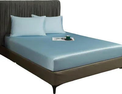 Obrázok produktu pre Vložené prestieradlo 90x200x30 cm Hladké priedušné elegantné svetlomodré