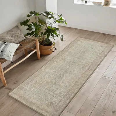 Waschbarer Teppich 80x150 cm, rutschfest, niedriger Flor, Vintage
