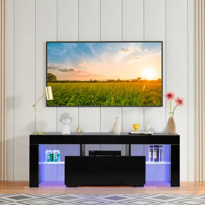 Produktbild von FCH TV-Schrank mit LED Beleuchtung und 1 Schublade TV Lowboard 130 x 35 x 45cm Schwarz