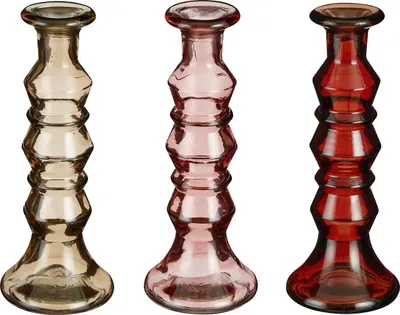Produktbild von Mica Kerzenständer Eve rot, rosa, braun Recyeltes Glas 22 x Ø 9 cm