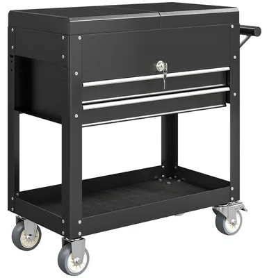 Produktbild von Rollender Werkzeugschrank, Werkzeugkasten mit Schubladen, Arbeitsfläche, verschließbar, mit Griff, Stahl, Schwarz