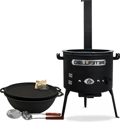 Produktbild von Utschak Asamat Ø45cm mit Kazan 18L Grilldeckel aus Gusseisen und Zubehör