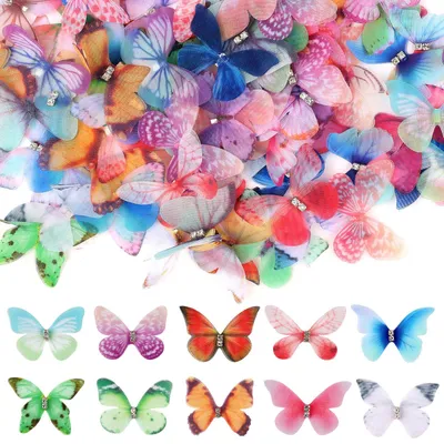 100 3D-Schmetterlinge aus Chiffon & Organza für DIY-Deko