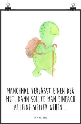 Produktbild von Mr. & Mrs. Panda Bild Schildkröte Wanderer DIN A1 - Weiß - Geschenk, Posterdruck, Motivationssprüche, Kunstdruck, Motivation, Schildkröten, Wandbild, drucke, Rucksack
