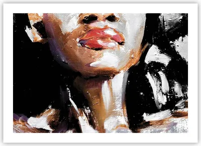 Produktbild von Poster - Poster ohne Rahmen - Öl Mund Frau - 70x50 cm - Wand Bild - Wanddeko - Wandbilder - Kunstposter - Wandposter - Bilder - Kunstdruck - Wanddekoration - Wandbild - P2XAA70x50-4724