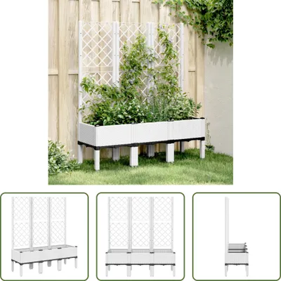 Produktbild von The Living Store Pflanzkübel mit Rankgitter Weiß 120x40x142 cm PP