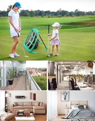 Produktbild von Famanu Golf Übungsnetz - Chipping Netz mit Golfmatten und Trainingsbällen