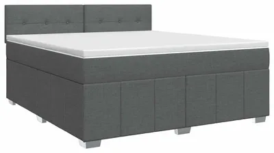 Image de vidaXL Lit boxspring avec matelas gris foncé 140 x 200 cm Tissu