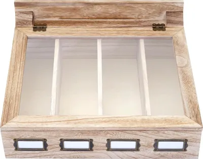 Produktbild von Besteckkiste HWC-C25, Holzbox mit Deckel Besteckkasten, Paulownia 17x37x33cm  naturbraun