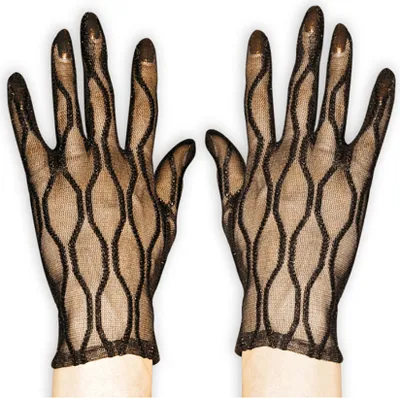 Produktbild von 1 Paar Schwarze Spitzen Handschuhe Netz Karneval Fasching Halloween Party Cosplay
