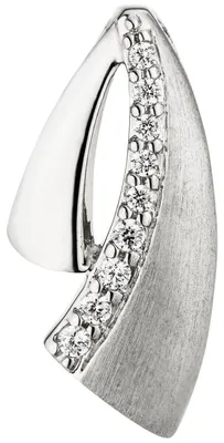 Produktbild von Anhänger Halsschmuck mit weißen Zirkonia 925 Silber, rhodiniert teilmattiert