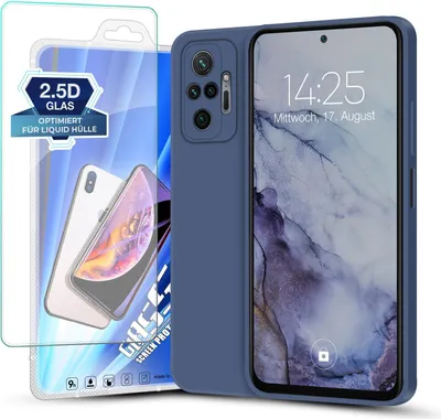 Produktbild von Hülle für Xiaomi Redmi Note 10 Pro mit 9H Displayglas Displayschutz Plus Case Cover Bumper Silikon Softgrip Schutzhülle Farbe: Lavendelblau