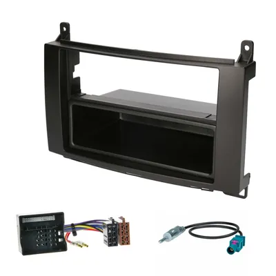 Produktbild von Audioproject A368-10 - Autoradio SET Radioblende 2-DIN für Mercedes Benz A Klasse W169 - B Klasse T245 - Viano Vito W639 Doppel-DIN Ablage-Fach Blende Radioadapter Antennenadapter schwarz
