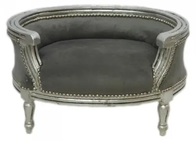 Produktbild von Casa Padrino Barock Hunde & Katzen Sofa Grau /Silber Hundebett & Katzenbett