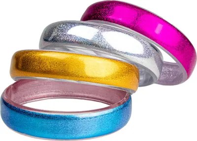Produktbild von Regenbogen Metallic Retro Armreifen 4er-Set - 414012 | Mehrfarbig