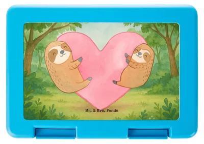 Produktbild von Mr. & Mrs. Panda Bento Box Faultiere Herz Design - Weiß - Geschenk, Hochzeitstag, Brot Aufbewahrungsbox, Valentinstag, Freund, Freundin, Vorratsbehälter, für Frauen