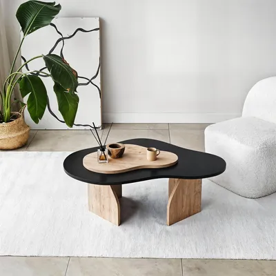 Image de Skye Decor, Melted - Black, Sapphire Oak, table basse, panneaux de particules 100 % mélaminés, noir, 105 x 65 x 35 cm