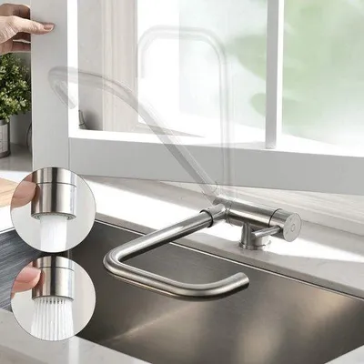 Productafbeelding van Famanu keukenkraan - 360° draaibaar, 180° kantelbaar - roestvrij staal