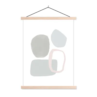 Produktbild von MuchoWow® Textilposter Linienkunst - Abstrakt - Pastell 40x53 cm mit holzfarbenen Rahmen - Schlafzimmer