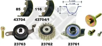 Produktbild von MAPCO 23704 Zahnriemensatz für FORD Fiesta Mk4 Schrägheck (JAS, JBS) 85-Zähne