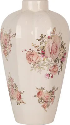 Obrázok produktu pre Váza Clayre & Eef Ø 21x34 cm Béžová Keramické kvety