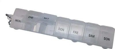 Zdjęcie produktu dla EWANTO Pudełko na tabletki Pudełko na leki 7 dni z brelokiem przezroczyste bez BPA HA-33