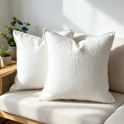 Obrázek produktu pro Omgoods – Sada 2 h povlaků na polštáře z plyše, 40x40 cm, bílá barva