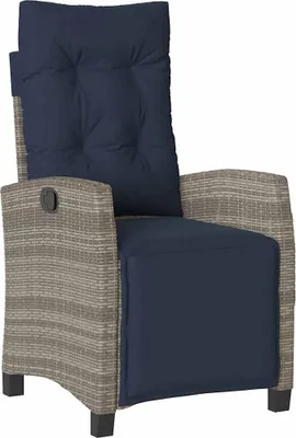 Image de vidaXL Fauteuil de jardin avec repose-pieds Réglable Gris Poly Rattan