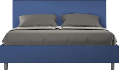 Produktbild von ITYHOME - Gepolstertes Bett mit Bettkasten 160x200 mit Kunstlederbezug Blau Adele