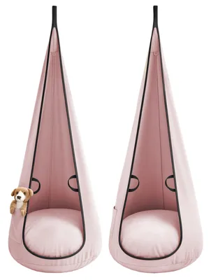 Produktbild von Hängesessel Kinder Kokon Velvet PINK – Schaukelstuhl Babyschaukel