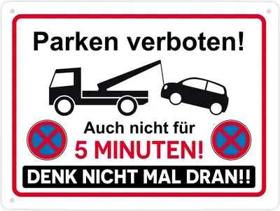 Produktbild von Parken verboten Metallschild XL in 21x28 cm mit lustigem Spruch