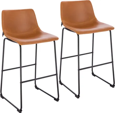 Produktbild von SVITA JOHN 2-er Set Barhocker Barstuhl mit Rückenlehne Retro Kunst-Leder Cognac