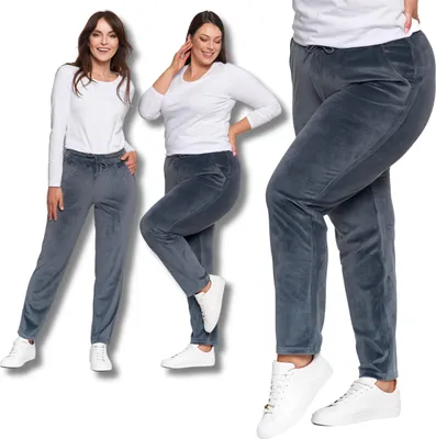 Produktbild von Damen-Velours-Hose Hochgeschlossenes Gerades Bein Bequemes Moraj Xl