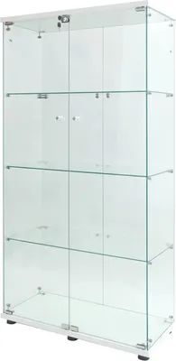 Produktbild von Glasvitrine - Standvitrine - LED-Beleuchtung - 4 Einlegeböden - 2 Türen - 80,49x36,49x163,9 cm - Weiß
