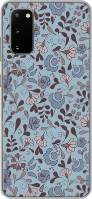 Produktbild von MuchoWow® Handyhülle Schutzhülle Hülle für Telefoonhoesje Samsung Galaxy S20 Muster - Blume - Grau - Blau Silikon Softcase Handy Hülle - Bild